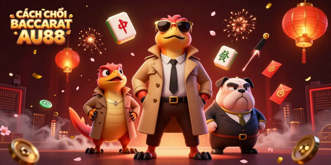 Engage in CÁCH CHƠI BACCARAT AU88 with animated raptors sneaking into a casino.