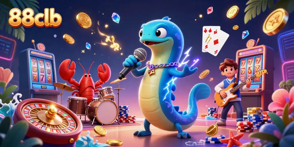 Engage with 88clb at the underwater casino stage filled with vibrant games and characters.