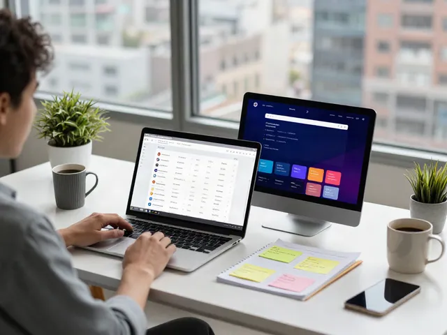 Address collection workspace with laptop and vibrant link app
