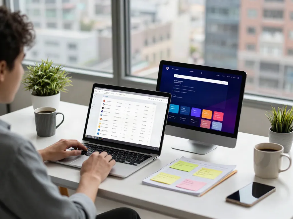 Address collection workspace with laptop and vibrant link app