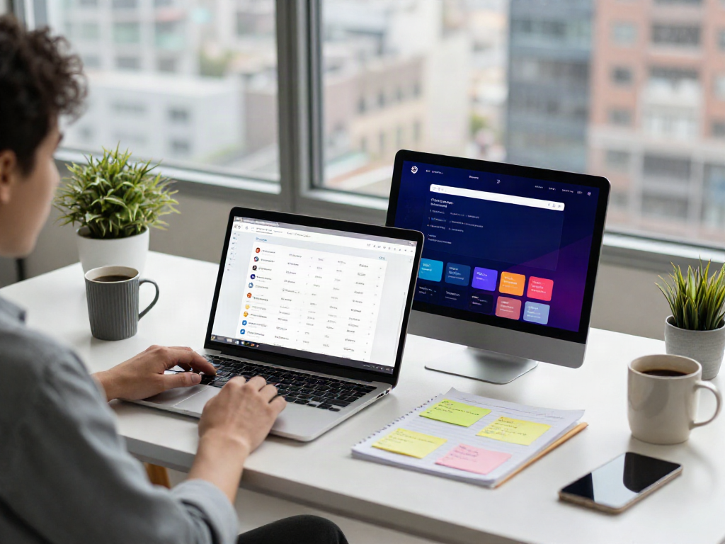Address collection workspace with laptop and vibrant link app