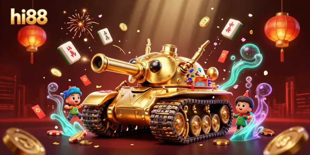 Experience excitement with hi88's vibrant online casino, featuring a unique golden beetle tank theme.