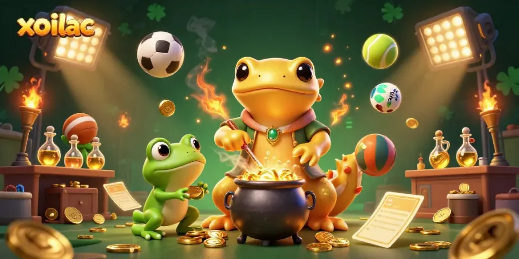 Experience thrilling sports action with xoilac as 3D characters unveil golden treasures in an alchemist's laboratory.