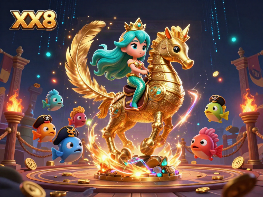Experience the thrill of XX8 with a vibrant underwater casino scene featuring a mermaid, seahorse, and colorful fish.