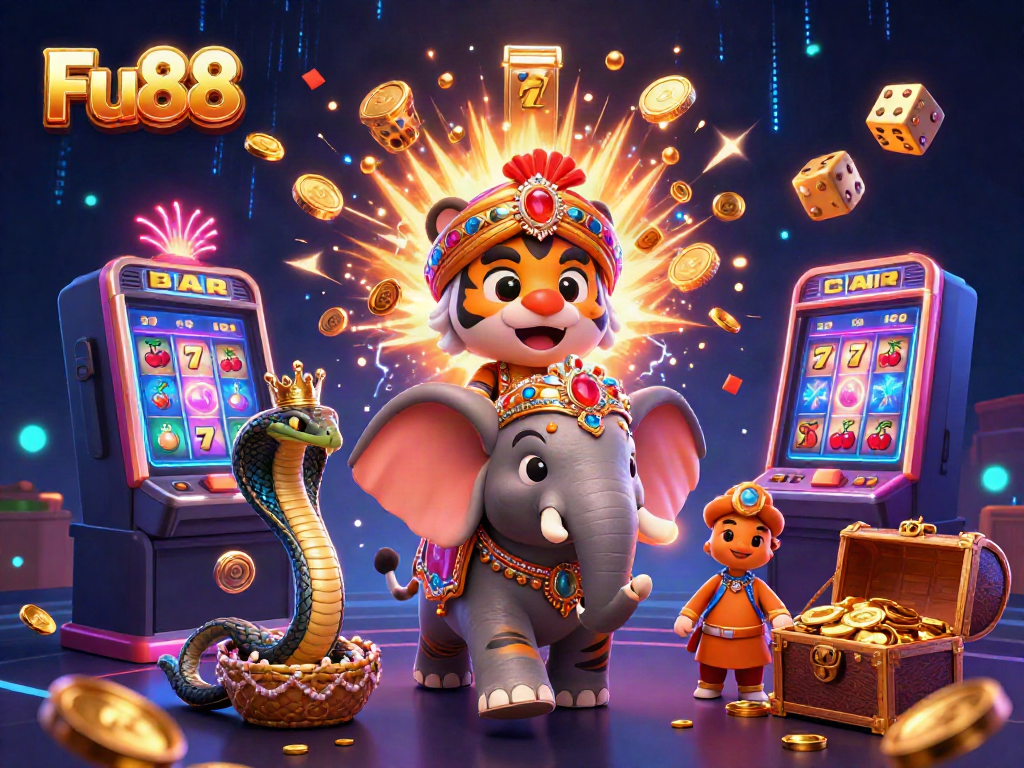 Experience the excitement of Fu88 with vibrant casino elements and dynamic characters.