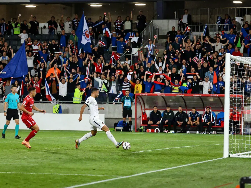 Exciting football match scene showcasing players and fans, highlighting the latest ข่าวฟุตบอลไทย.
