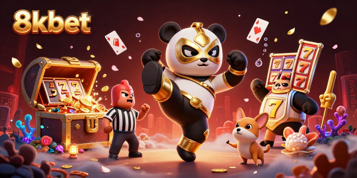 Experience excitement with 8xbet as animated characters engage in a thrilling casino environment.