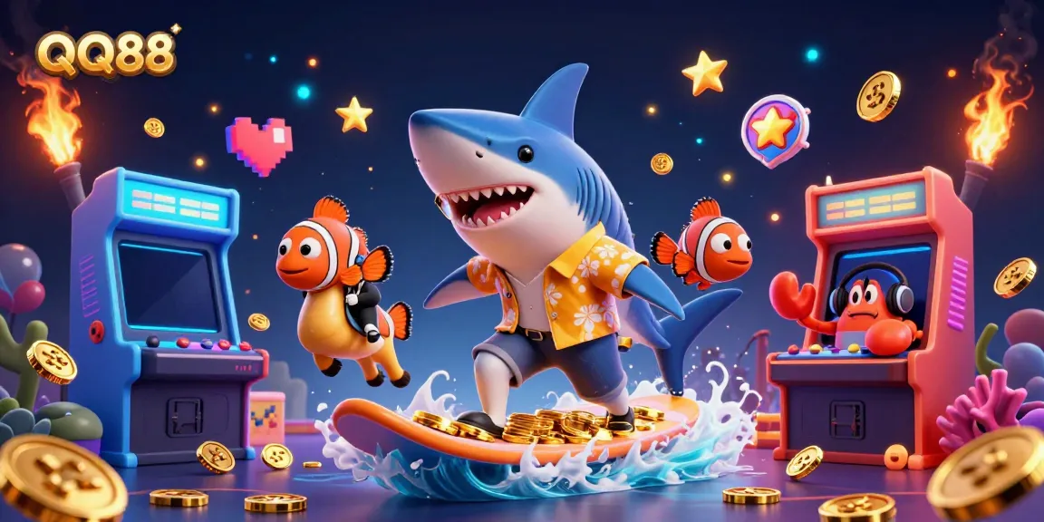Experience thrilling gameplay at QQ88 with vibrant 3D characters in a lively casino scene.