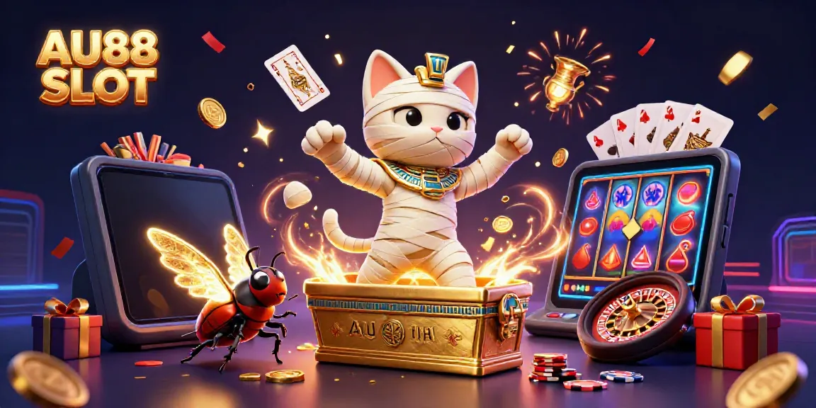 Spin the AU88 SLOT reels with an exciting Egyptian-themed casino adventure illustration.