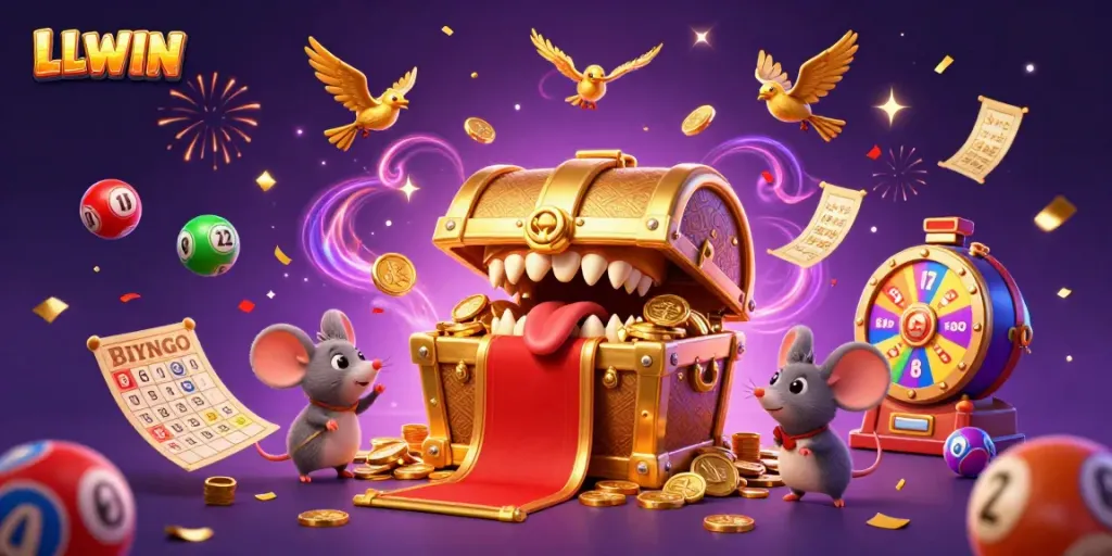 LLWIN offers excitement with animated treasure chests and dynamic lottery elements in casino adventure.