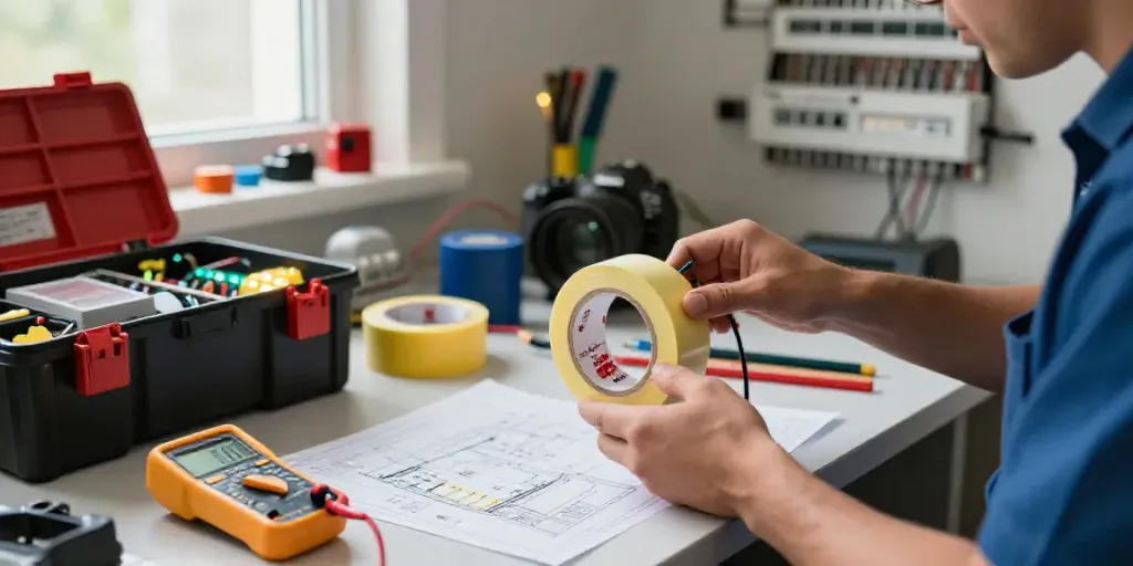 Situs Super33 showcased in an electrical workspace with vibrant lighting and tools.