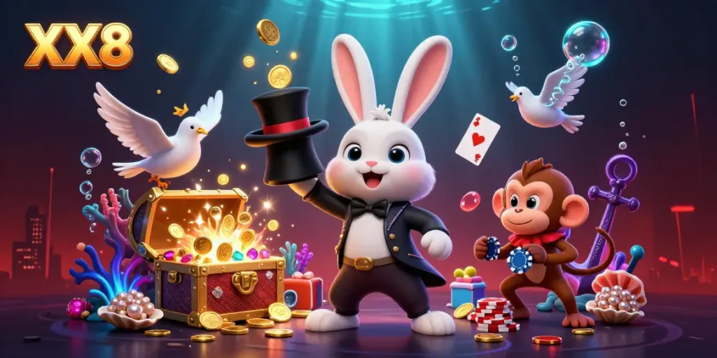 Engage in the thrilling world of XX8 with vibrant casino characters and explosive treasures.