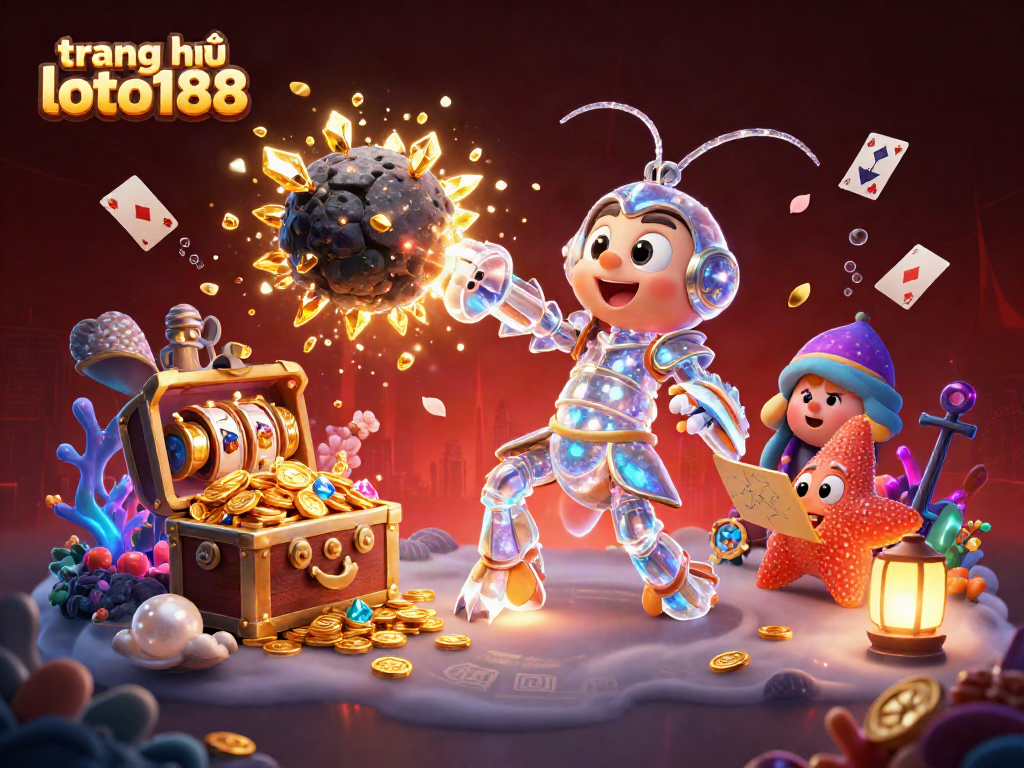 Experience excitement at trang chủ loto188 with a vibrant 3D illustration showcasing gambling elements.