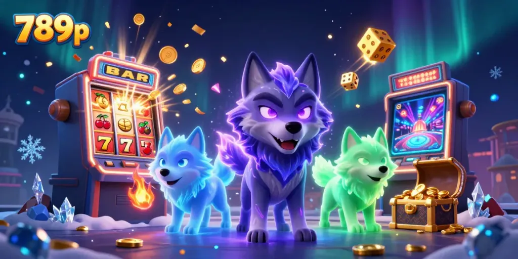 Engage with the thrilling world of 789p through dazzling slot machines and animated mystical wolves.