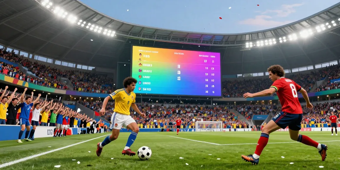 TOP10ตำนานนักเตะ in a vibrant football stadium filled with cheering fans and legends in action.
